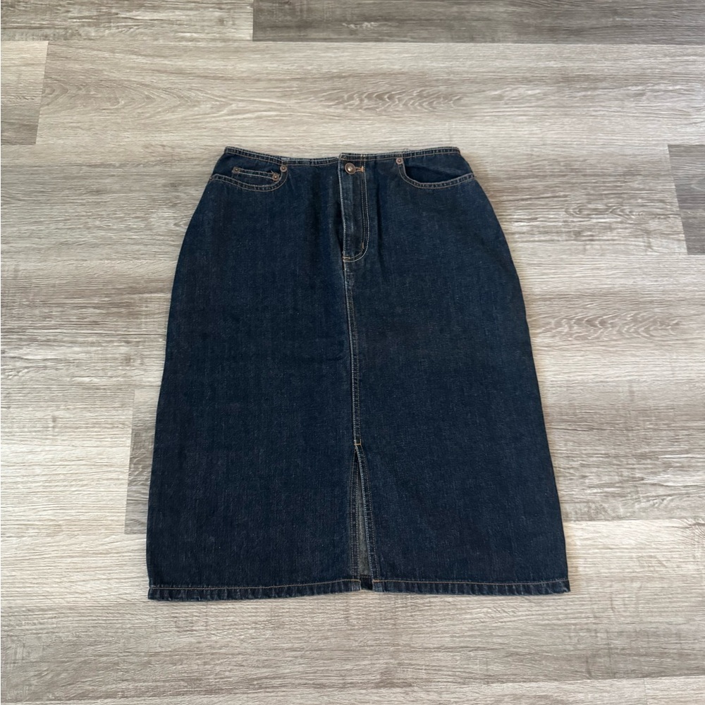 DKNY JEANS dark wash denim jean western cowgirl skirt 4